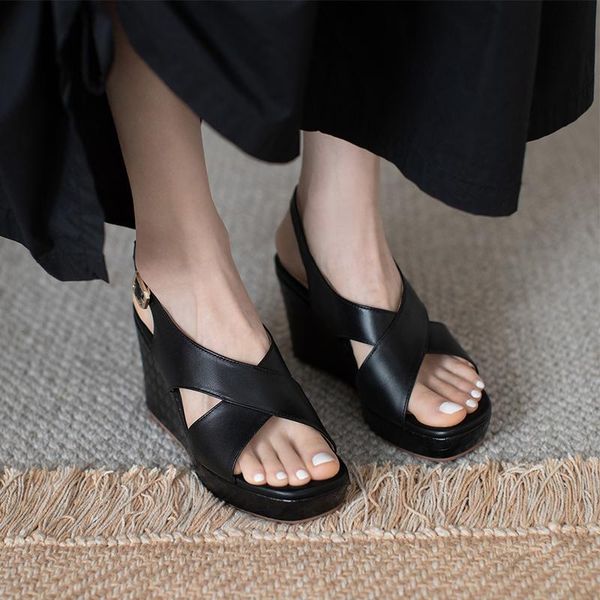 dress shoes platform genuine cow leather sandals for women 2021 summer open-toed mid-heel, Black
dress shoes platform genuine cow leather sandals for women 2021 summer open-toed mid-heel, Black