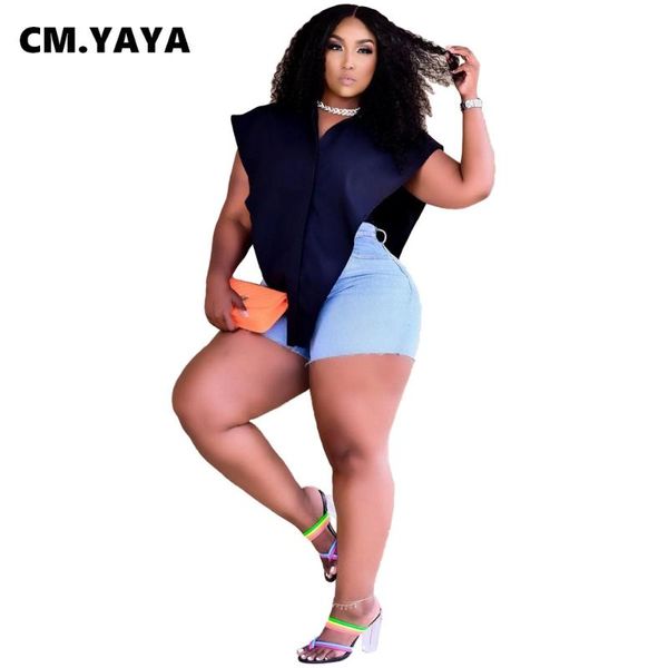 women's t-shirt cm.yaya fake two pieces t-shirts for women solid turn-down collar single breasted short sleeve tees fashion clothing su, White
women's t-shirt cm.yaya fake two pieces t-shirts for women solid turn-down collar single breasted short sleeve tees fashion clothing su, White
