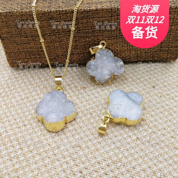 natural stone necklace lucky clover phnom penh pendant crystal cluster necklace new products, Black
natural stone necklace lucky clover phnom penh pendant crystal cluster necklace new products, Black