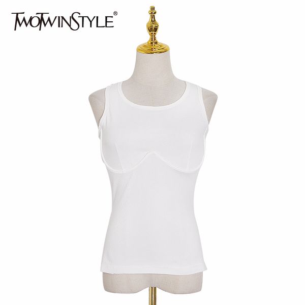twotwinstyle asymmteircal women's vest o neck sleeveless backless slim hollow out blouses female fashion clothes 210517, White
twotwinstyle asymmteircal women's vest o neck sleeveless backless slim hollow out blouses female fashion clothes 210517, White