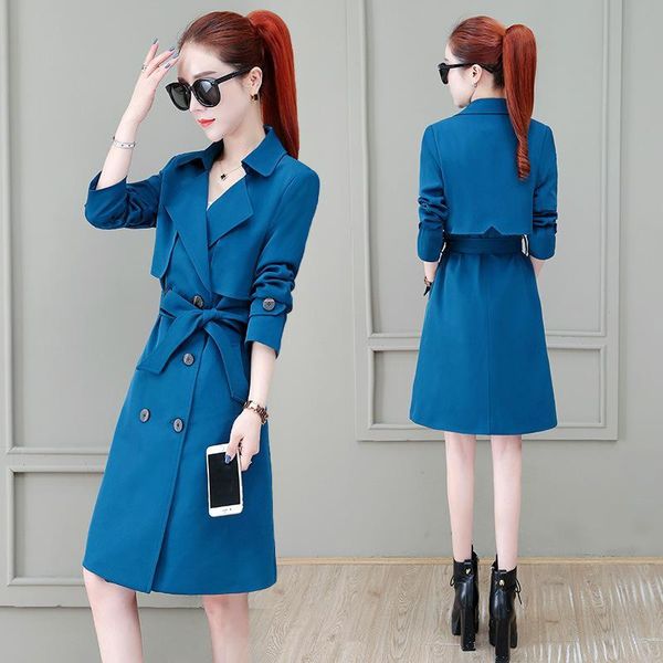 women's trench coats mid length windbreaker clothing korean style in spring and autumn 2021, Tan;black
women's trench coats mid length windbreaker clothing korean style in spring and autumn 2021, Tan;black