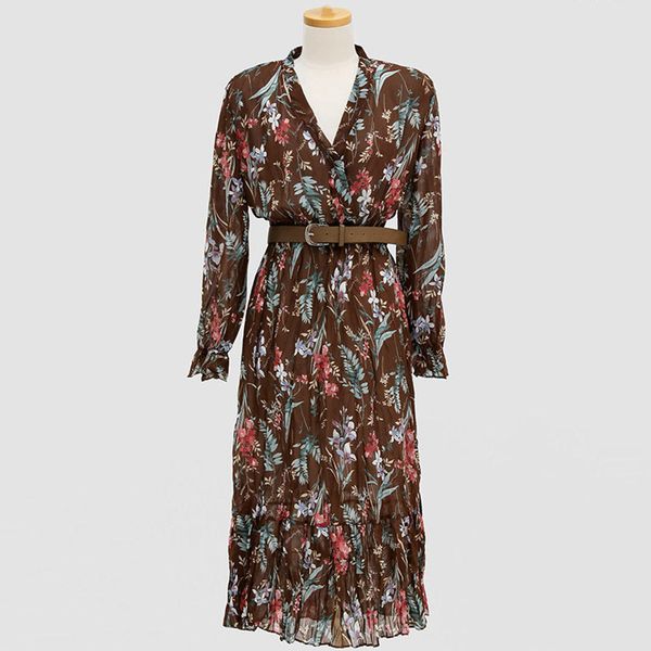 2021flectit vintage women floral dress with belt long sleeve v neck airy chiffon feminine dress fall spring 2021 *, Black;gray
2021flectit vintage women floral dress with belt long sleeve v neck airy chiffon feminine dress fall spring 2021 *, Black;gray