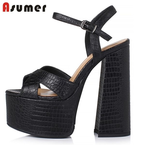 asumer est women sandals quality genuine leather shoes buckle thick heel platform ladies party prom 220314, Black
asumer est women sandals quality genuine leather shoes buckle thick heel platform ladies party prom 220314, Black