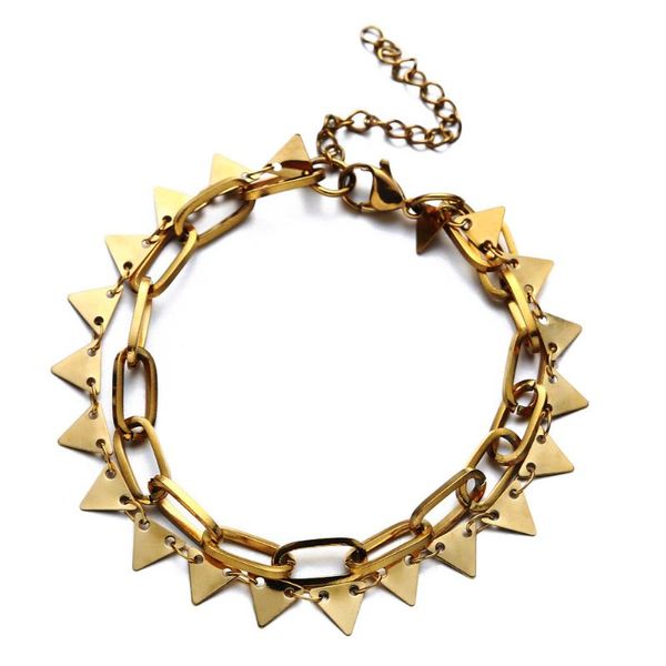 punk style stainless steel multilayer chain triangle rivet charm bracelet sets for men women fashion rock bracelets, Golden;silver
punk style stainless steel multilayer chain triangle rivet charm bracelet sets for men women fashion rock bracelets, Golden;silver
