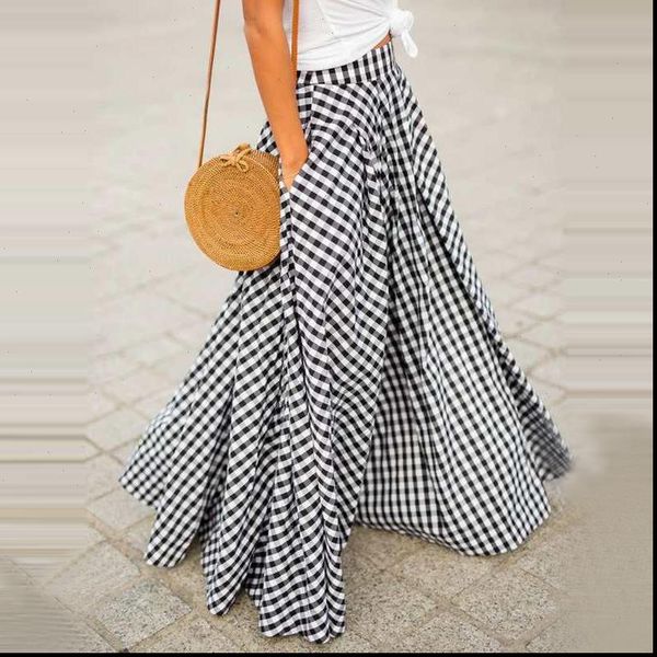 summer retro plaid check women skirts long casual pockets faldas pleated bohemian jupe femme, Black
summer retro plaid check women skirts long casual pockets faldas pleated bohemian jupe femme, Black