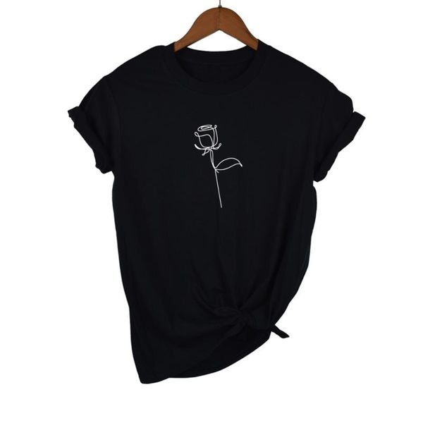 women's t-shirt simple rose line art print women tshirt cotton casual funny t shirt gift for lady yong girl tee drop ship, White
women's t-shirt simple rose line art print women tshirt cotton casual funny t shirt gift for lady yong girl tee drop ship, White