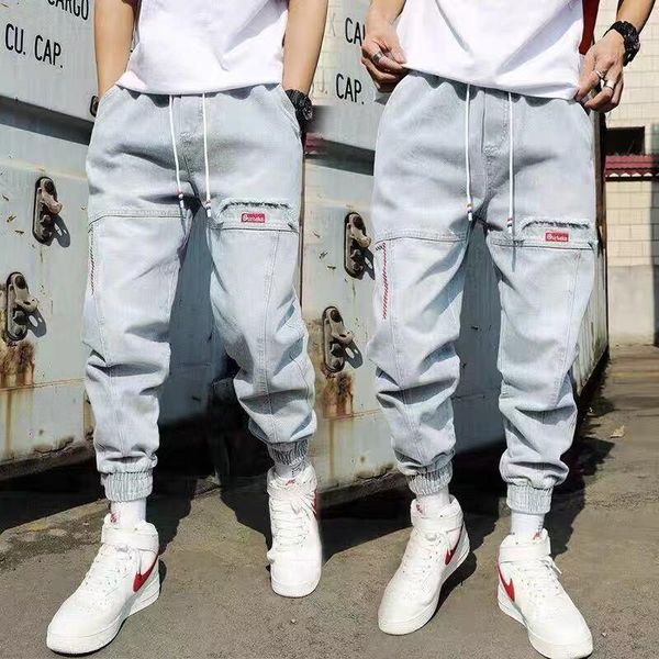 men's pants trendy brand jeans loose trend stitching hip-hop casual comfortable harlan trousers overalls clothes for men, Black
men's pants trendy brand jeans loose trend stitching hip-hop casual comfortable harlan trousers overalls clothes for men, Black
