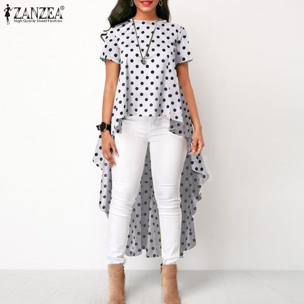 women's blouses & shirts 2021 zanzea women asymmetrical blouse summer office lady polka dots loose casual short sleeve o-neck oversize, White
women's blouses & shirts 2021 zanzea women asymmetrical blouse summer office lady polka dots loose casual short sleeve o-neck oversize, White