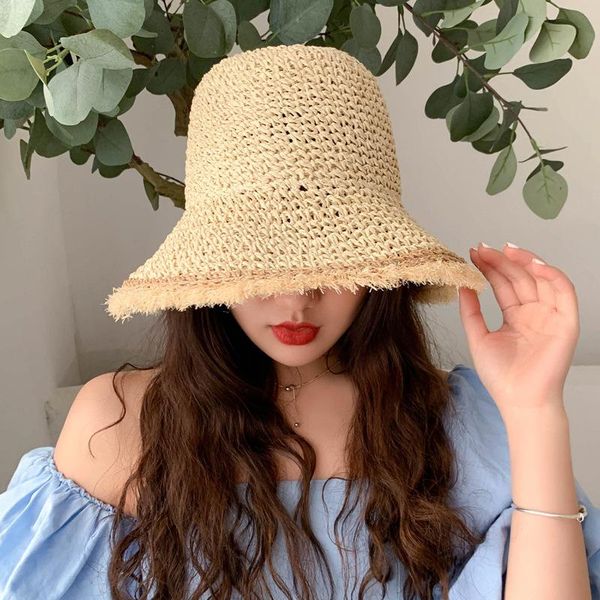 wide brim hats women crochet straw hat panamas uv protection sun visor beach visors foldable female summer, Blue;gray
wide brim hats women crochet straw hat panamas uv protection sun visor beach visors foldable female summer, Blue;gray