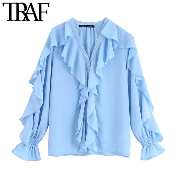 traf women vintage fashion ruffled chiffon blouses v neck long sleeve elegant ladies shirts blusas mujer chic 210323, White
traf women vintage fashion ruffled chiffon blouses v neck long sleeve elegant ladies shirts blusas mujer chic 210323, White