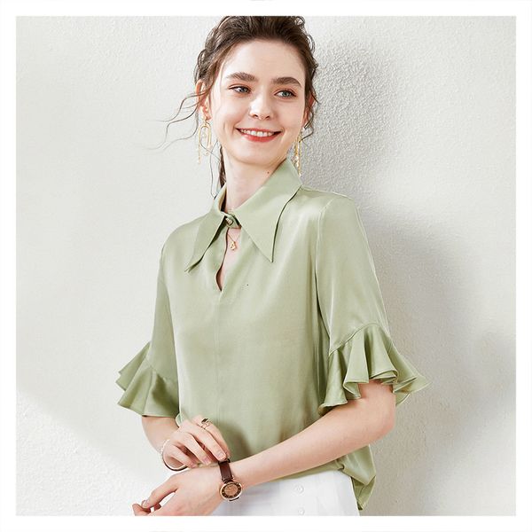 blouses hollow lapel silk ruffles half-sleeve shirt loose women's 2021 fashion style, White
blouses hollow lapel silk ruffles half-sleeve shirt loose women's 2021 fashion style, White