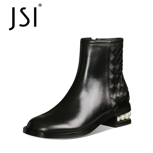 boots jsi sweet style ankle woman genuine leather round toe ladies checkered pearl design middle square heel jo688, Black
boots jsi sweet style ankle woman genuine leather round toe ladies checkered pearl design middle square heel jo688, Black
