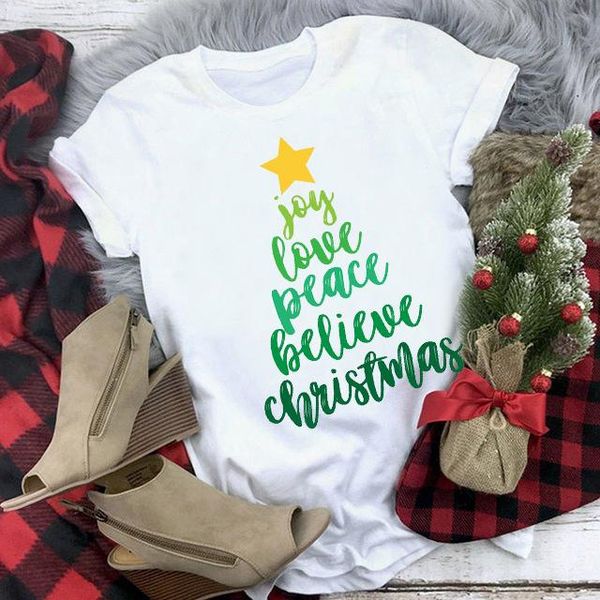women's t-shirt female harajuku style casual women cartoon funny cute tree graphic printed merry christmas short sleeve clothes, White
women's t-shirt female harajuku style casual women cartoon funny cute tree graphic printed merry christmas short sleeve clothes, White