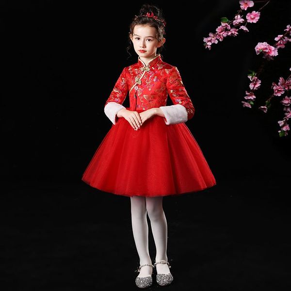ethnic clothing girls cheongsam princess dress chinese style student xiuhe guzheng performance winter fur collar detachable, Red
ethnic clothing girls cheongsam princess dress chinese style student xiuhe guzheng performance winter fur collar detachable, Red