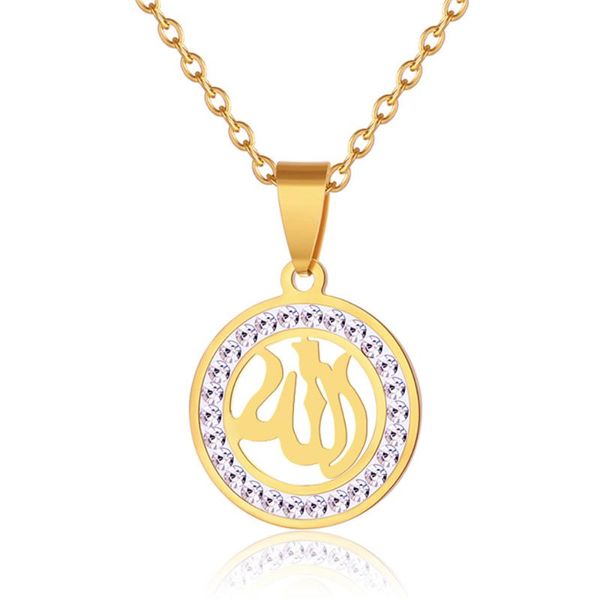 pendant necklaces religious iced out islamic muslims necklace gold color stainless steel round for women fashion jewelry, Silver
pendant necklaces religious iced out islamic muslims necklace gold color stainless steel round for women fashion jewelry, Silver