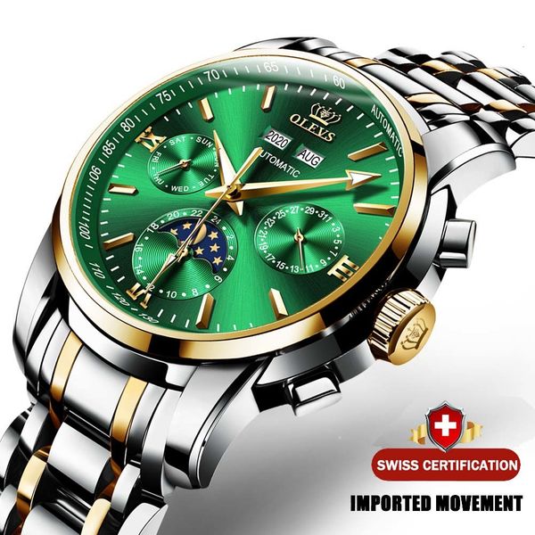 olevs brand luxury men watches automatic green rustless steel waterproof business sports mechanical 6633, Slivery;brown
olevs brand luxury men watches automatic green rustless steel waterproof business sports mechanical 6633, Slivery;brown