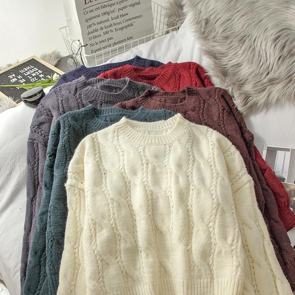 casual western style student crew neck long-sleeved sweater women's autumn korean twisted short loose pullover sweaters, White;black
casual western style student crew neck long-sleeved sweater women's autumn korean twisted short loose pullover sweaters, White;black
