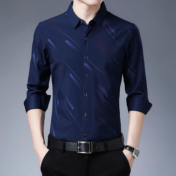 men's casual shirts autumn long-sleeved lapel shirt printing non-iron business camisas para hombre, White;black
men's casual shirts autumn long-sleeved lapel shirt printing non-iron business camisas para hombre, White;black