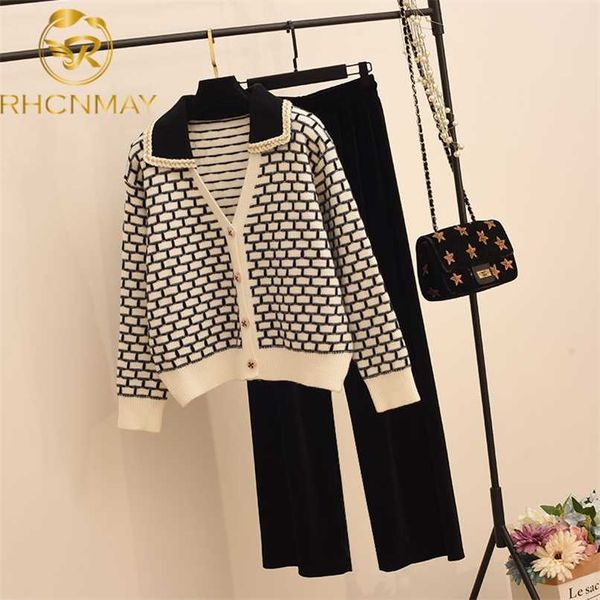 sweetwear two piece sets women geometric patterns knitting cardigans sweater + elastic wide leg long pants suits lady 211116, Gray
sweetwear two piece sets women geometric patterns knitting cardigans sweater + elastic wide leg long pants suits lady 211116, Gray