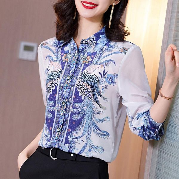 women's blouses & shirts elegant printed korean fashion women shirt long-sleeved chiffon blouse turn down collar office lady clothing, White
women's blouses & shirts elegant printed korean fashion women shirt long-sleeved chiffon blouse turn down collar office lady clothing, White