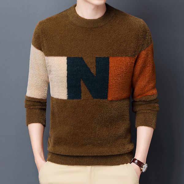 2021 winter imitation mink round neck pullover bottomed coat men's middle-aged and young korean sweater trend, Black
2021 winter imitation mink round neck pullover bottomed coat men's middle-aged and young korean sweater trend, Black