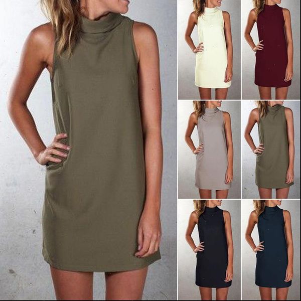 s womens dress 5xl turtleneck sleeveless solid color casual summer loose elegant office mini, Black;gray
s womens dress 5xl turtleneck sleeveless solid color casual summer loose elegant office mini, Black;gray