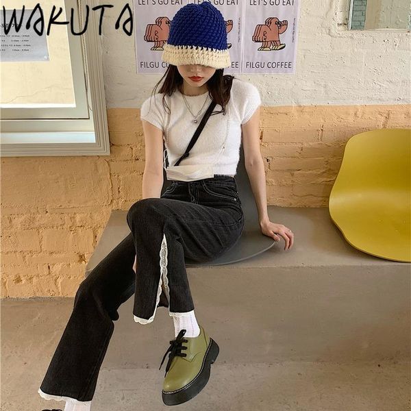 patchwork lace womens pants 2021 korean dailywear summer fashionable high waist zipper all match split trousers women's jeans, Blue
patchwork lace womens pants 2021 korean dailywear summer fashionable high waist zipper all match split trousers women's jeans, Blue