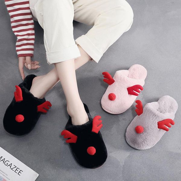 slippers cut antlers decoration fur women cover head warm comfy winter home shoes plush padded furry slides pantoufle femme, Black
slippers cut antlers decoration fur women cover head warm comfy winter home shoes plush padded furry slides pantoufle femme, Black