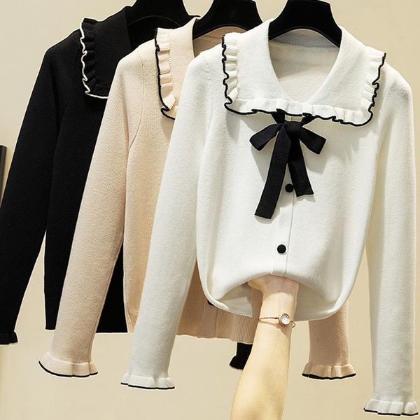 pull femme 2021 autumn korean soft sweater women bow knitted sweaters pullovers butterfly sleeve winter womens clothes women's, White;black
pull femme 2021 autumn korean soft sweater women bow knitted sweaters pullovers butterfly sleeve winter womens clothes women's, White;black