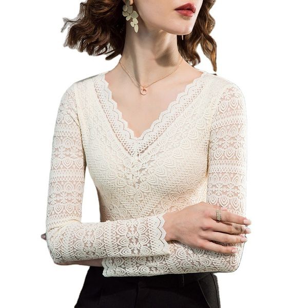 women's t-shirt shintimes 2021 spring autumn slim hollow out v-neck lace t shirt women long sleeve korean fashion tees femme rsnz, White
women's t-shirt shintimes 2021 spring autumn slim hollow out v-neck lace t shirt women long sleeve korean fashion tees femme rsnz, White