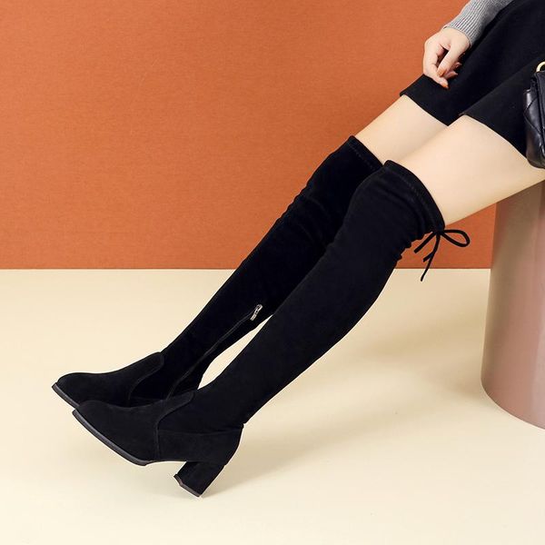 boots women's autumn and winter high black fashion heels thigh elastic stocking 2021 
boots women's autumn and winter high black fashion heels thigh elastic stocking 2021