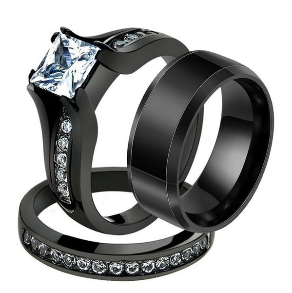 wedding rings princess cut cubic zirconia couple stainless steel ring set for women and men black gold crystal, Slivery;golden
wedding rings princess cut cubic zirconia couple stainless steel ring set for women and men black gold crystal, Slivery;golden