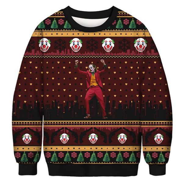 men's sweaters clown ugly christmas sweater men women holiday crewneck sweatshirt pullover autumn winter xmas jumpers, White;black
men's sweaters clown ugly christmas sweater men women holiday crewneck sweatshirt pullover autumn winter xmas jumpers, White;black