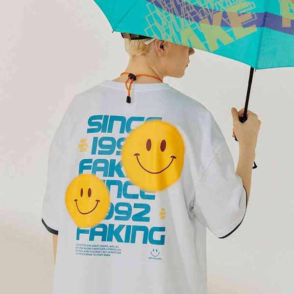 2020 summer new hip hop smiley face printed short t-shirt men's korean fashion bf loose couple half sleeve top, Black
2020 summer new hip hop smiley face printed short t-shirt men's korean fashion bf loose couple half sleeve top, Black