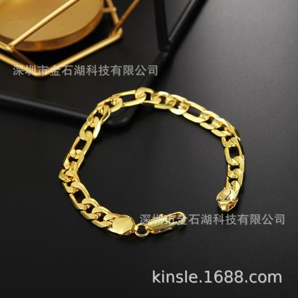 link, chain bracelet for men fashion gold jewelry plated with 18k 8mm three rooms one to kpop, Black
link, chain bracelet for men fashion gold jewelry plated with 18k 8mm three rooms one to kpop, Black