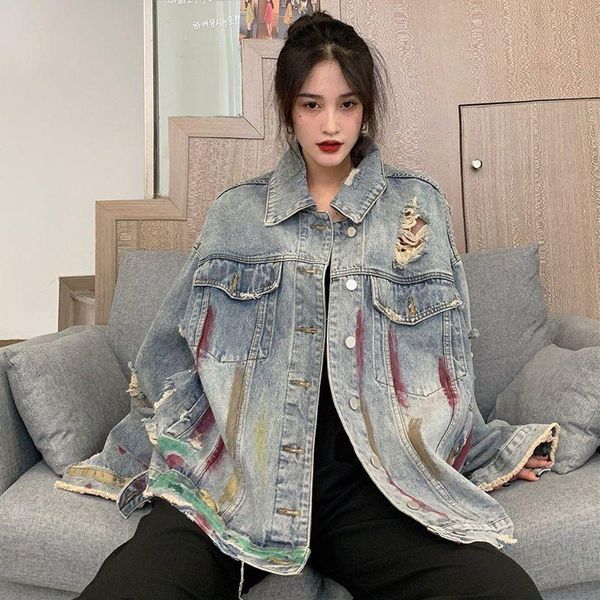 women's jackets ripped denim jacket women oversized 2021 autumn korean fashion high street patchwork preppy style loose trend, Black;brown
women's jackets ripped denim jacket women oversized 2021 autumn korean fashion high street patchwork preppy style loose trend, Black;brown