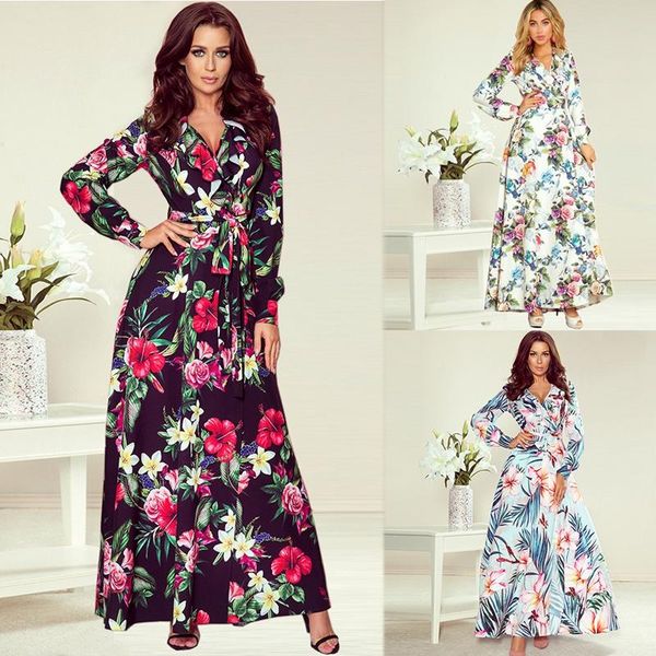 deep v neck women dress casual bohemian maxi dresses boho flower print ladies long, Black;gray
deep v neck women dress casual bohemian maxi dresses boho flower print ladies long, Black;gray