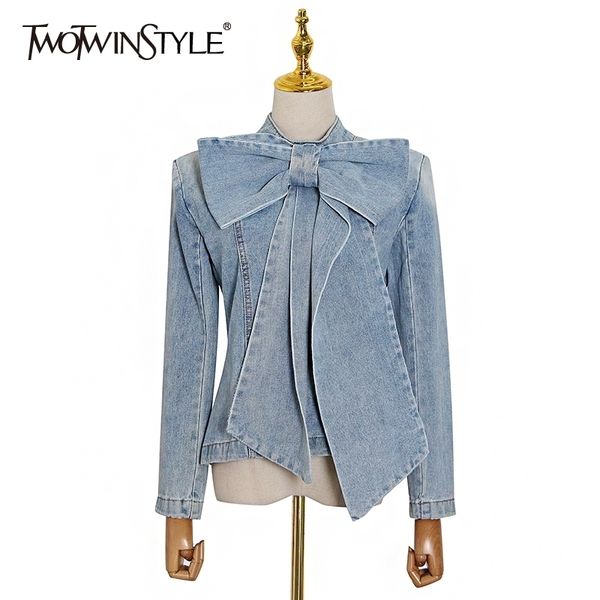 twotwinstyle solid elegant denim shirt for women o neck long sleeve zipper slim blouse female summer fashion clothing trend 210317, White
twotwinstyle solid elegant denim shirt for women o neck long sleeve zipper slim blouse female summer fashion clothing trend 210317, White
