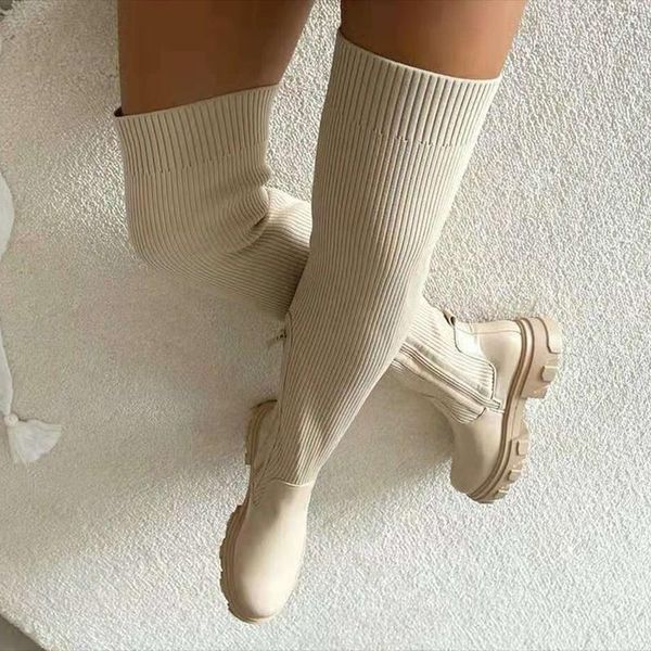 boots vogue thick sole autumn winter breathable knitting upper women thigh high stretch round toe zapatos para mujer, Black
boots vogue thick sole autumn winter breathable knitting upper women thigh high stretch round toe zapatos para mujer, Black