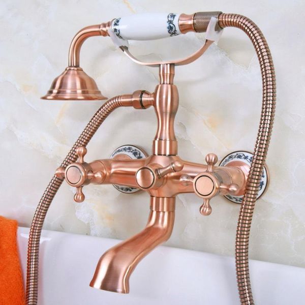 antique red copper brass wall mounted bathroom clawfoot tub faucet mixer tap telephone shower head dual cross handles ana337 sets
antique red copper brass wall mounted bathroom clawfoot tub faucet mixer tap telephone shower head dual cross handles ana337 sets