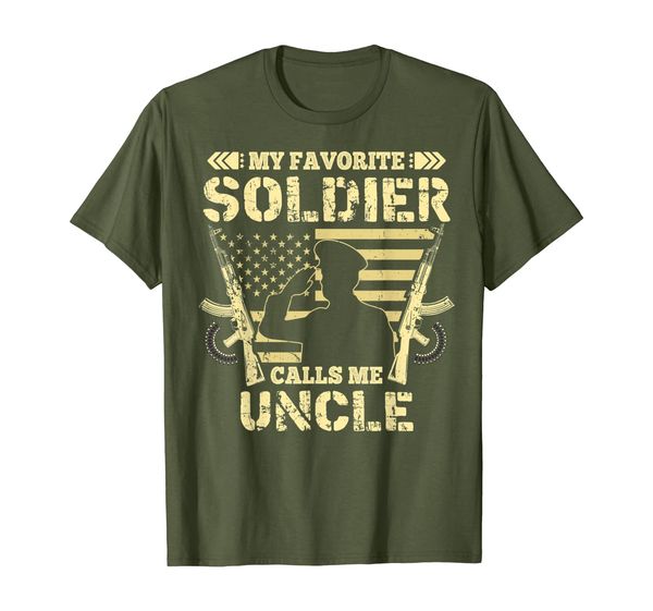 my favorite soldier calls me uncle proud t-shirt, White;black