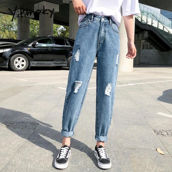 women's jeans skyblue ripped for women plus size high waist denim pants elastic mom boyfriend 2021 fashion woman streetwear, Blue 
women's jeans skyblue ripped for women plus size high waist denim pants elastic mom boyfriend 2021 fashion woman streetwear, Blue