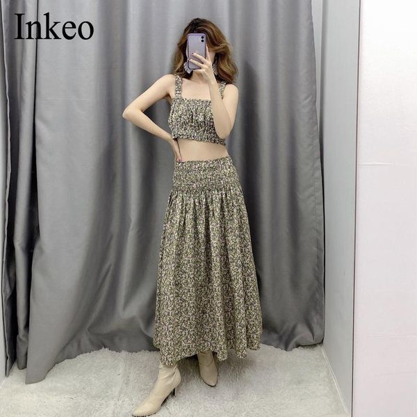women's blouses & shirts 2021 floral print women tank ladies crop summer high waist pleated maxi skirt two piece set beach inkeo 9, White
women's blouses & shirts 2021 floral print women tank ladies crop summer high waist pleated maxi skirt two piece set beach inkeo 9, White