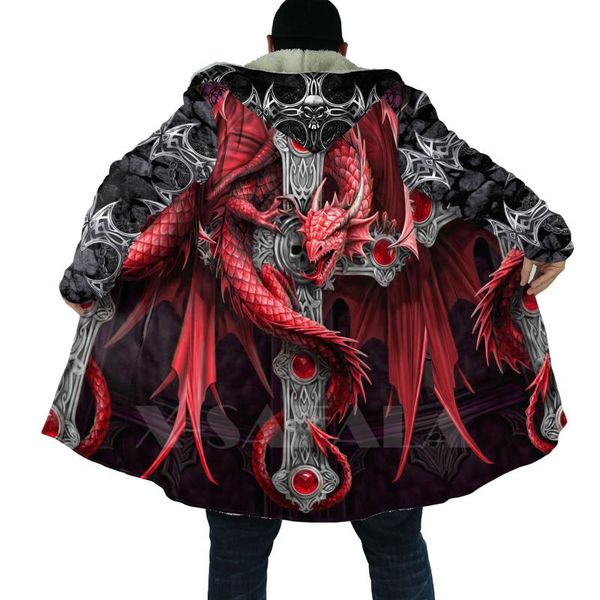 men's wool & blends lava dragon skull tattoo print thick warm hooded cloak for men overcoat coat windproof fleece cape robe blanket-9, Black
men's wool & blends lava dragon skull tattoo print thick warm hooded cloak for men overcoat coat windproof fleece cape robe blanket-9, Black