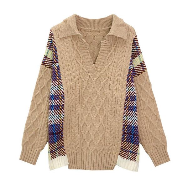 women's sweaters sweater woman 2021 autumn winter lazy wind soft turn-down collar b waxy port outside wear knit female coats, White;black 
women's sweaters sweater woman 2021 autumn winter lazy wind soft turn-down collar b waxy port outside wear knit female coats, White;black