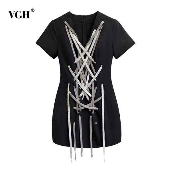 vgh patchwork cross bandage women dress v neck short sleeve drawstring mini black dresses female summer fashion new clothes 210421, Black;gray
vgh patchwork cross bandage women dress v neck short sleeve drawstring mini black dresses female summer fashion new clothes 210421, Black;gray