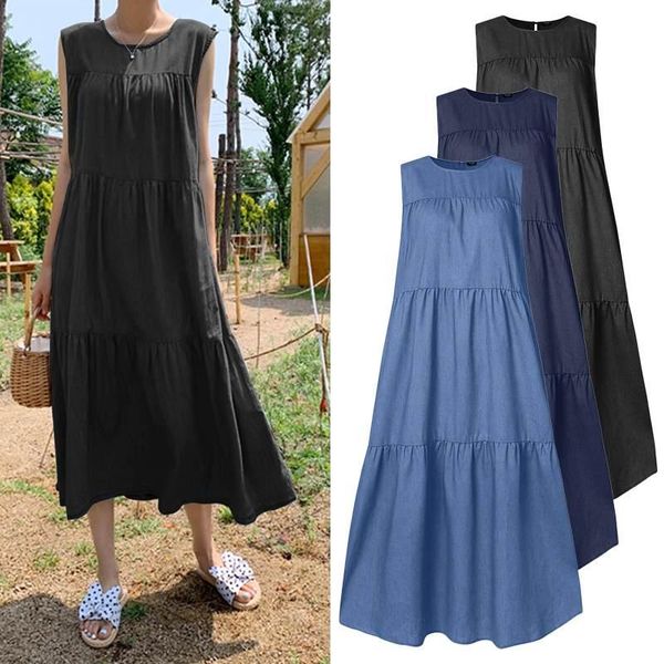 demin sundress bohemian tank dress stylish women solid dresses 2021 vonda beach casual vestidos s-5xl, Black;gray
demin sundress bohemian tank dress stylish women solid dresses 2021 vonda beach casual vestidos s-5xl, Black;gray