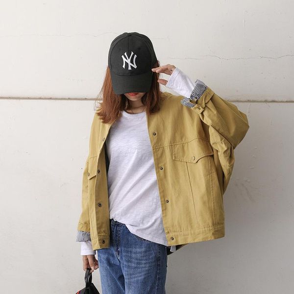 women's trench coats korean version of the solid color jacket autumn stand collar cardigan long-sleeved shirt japanese clothing, Tan;black
women's trench coats korean version of the solid color jacket autumn stand collar cardigan long-sleeved shirt japanese clothing, Tan;black