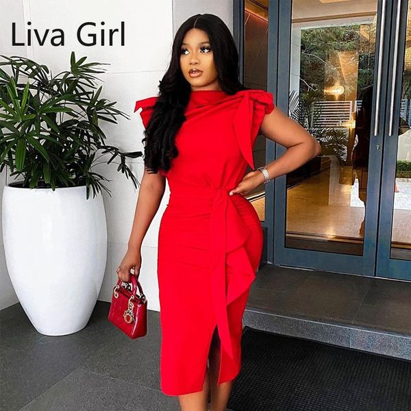 casual dresses summer dress for women's elegant fashion party office high waist slim clothes women ruffle split even red vestido, Black;gray
casual dresses summer dress for women's elegant fashion party office high waist slim clothes women ruffle split even red vestido, Black;gray