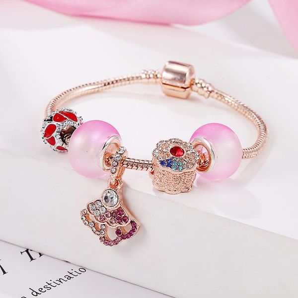 link, chain 2021 fashion women diy gift jewelry 100% origional bracelet with rose gold&silvery pink&blu dazzling flower beads making, Black
link, chain 2021 fashion women diy gift jewelry 100% origional bracelet with rose gold&silvery pink&blu dazzling flower beads making, Black